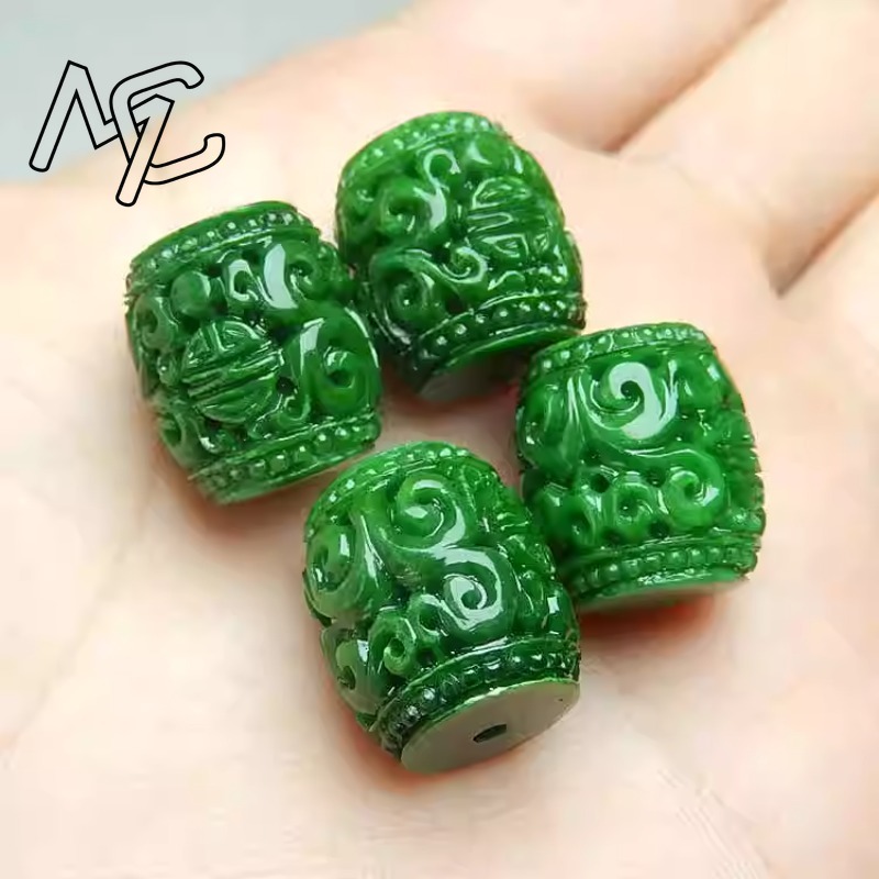 Bead Bracelet Men - 5pc natural verde jade escultura contas