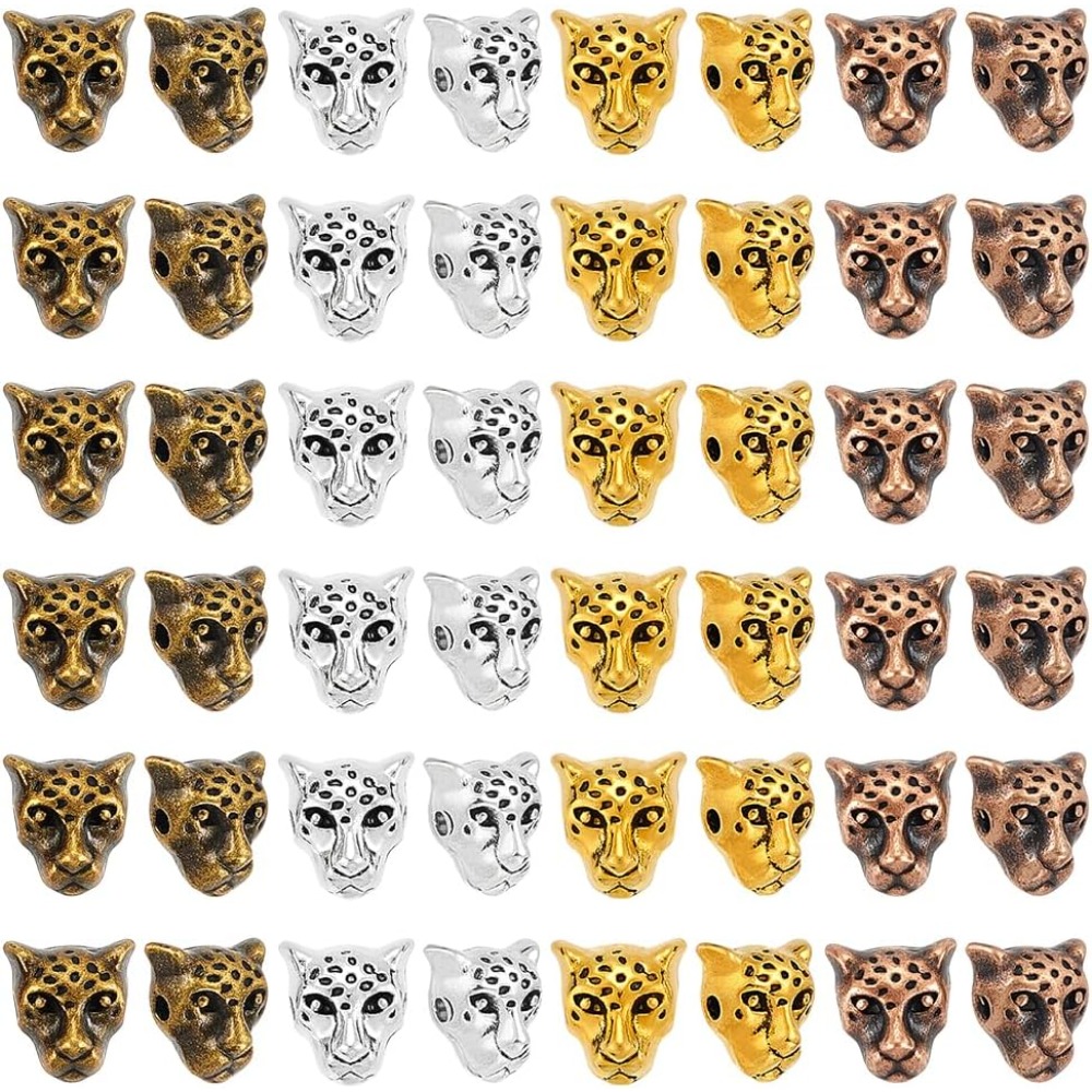 Bead Bracelet Men - Contas de cabeça de leopardo, 4