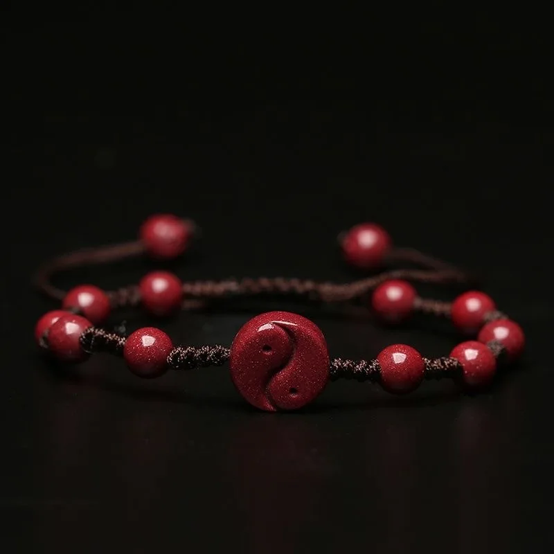 Bead Bracelet Men - Personalizado natural vermelho cinnabar yin yang