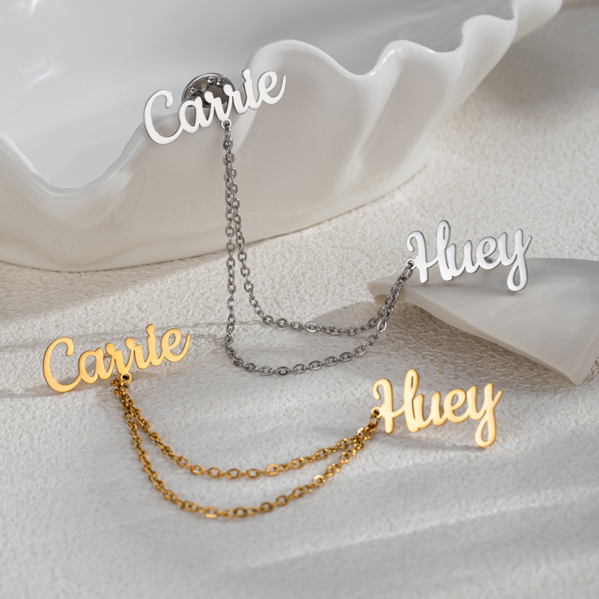 Men Accessories Name - Broche Personalizado DIY com 2 Nomes