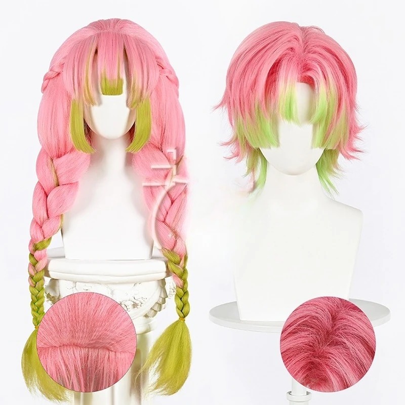 Men Accessories For Party - Kanroji mitsuri peruca cosplay rosa verde