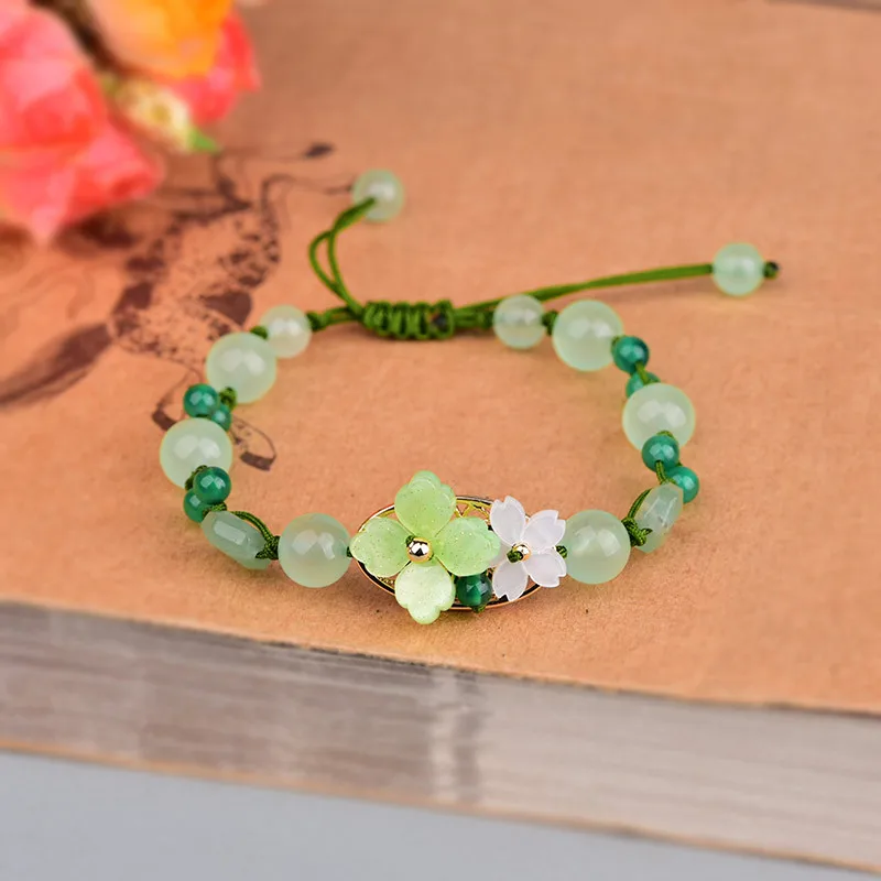 Verde Jade Flor Pulseira para  - Bead Bracelet Men avaliação e preço