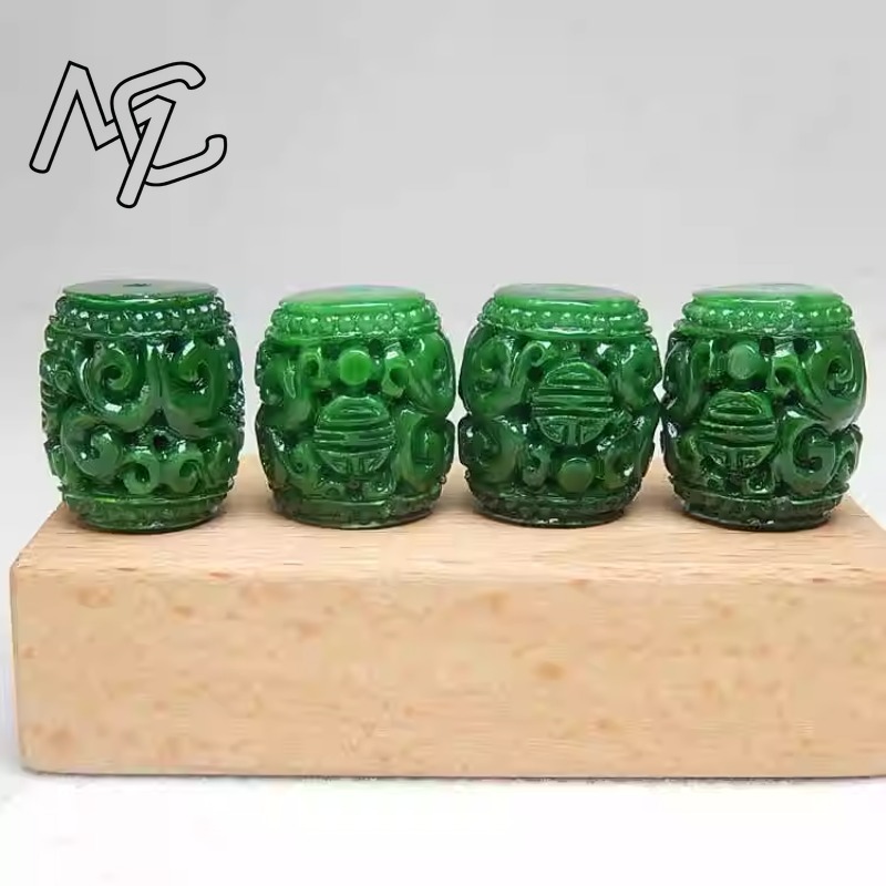 5pc natural verde jade escultu - Bead Bracelet Men avaliação e preço