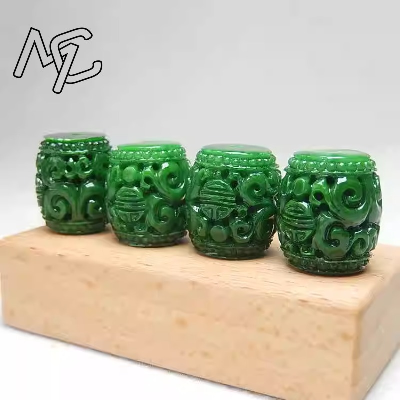 5pc natural verde jade escultu - Bead Bracelet Men avaliação e preço