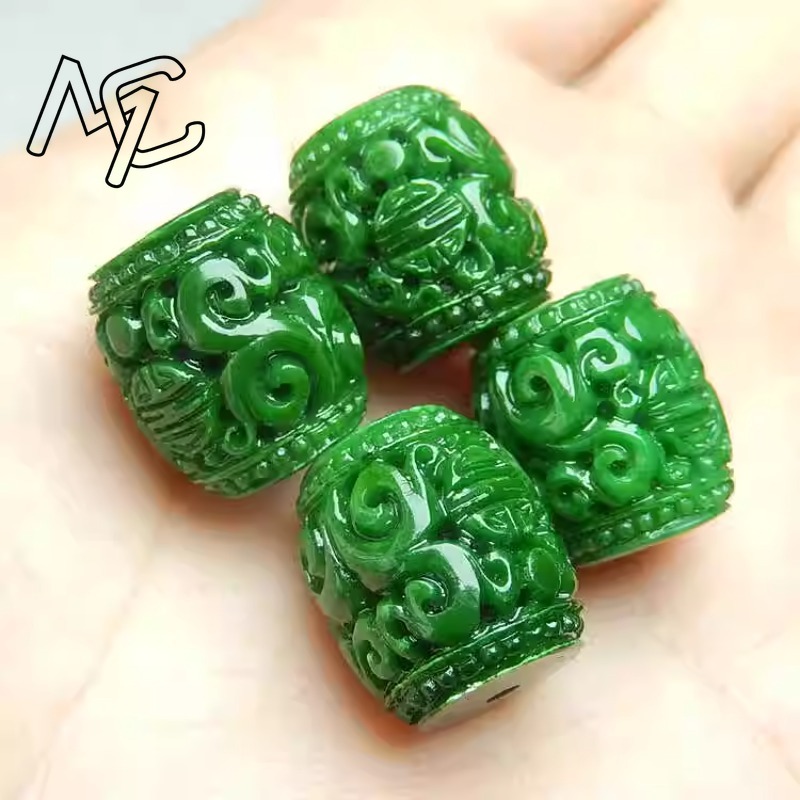 5pc natural verde jade escultu - Bead Bracelet Men avaliação e preço