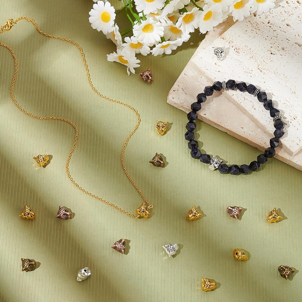 Contas de cabeça de leopardo,  - Bead Bracelet Men avaliação e preço