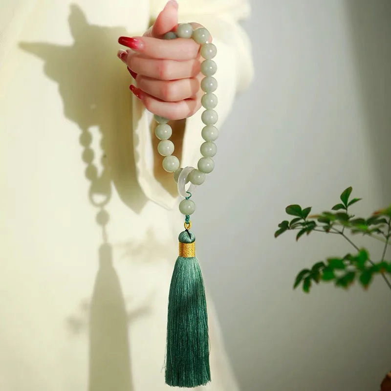 Green Jade Stone Beads Tassel  - Bead Bracelet Men avaliação e preço